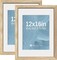Picture Frame 2 Pack - Natural Wood Grain, High-End Wood Poster Frames with Tempered Glass, Display 8.5x11 Photo with Mat or 12x16 without Mat, Art Gallery-Quality, Wall Hanging, Natural